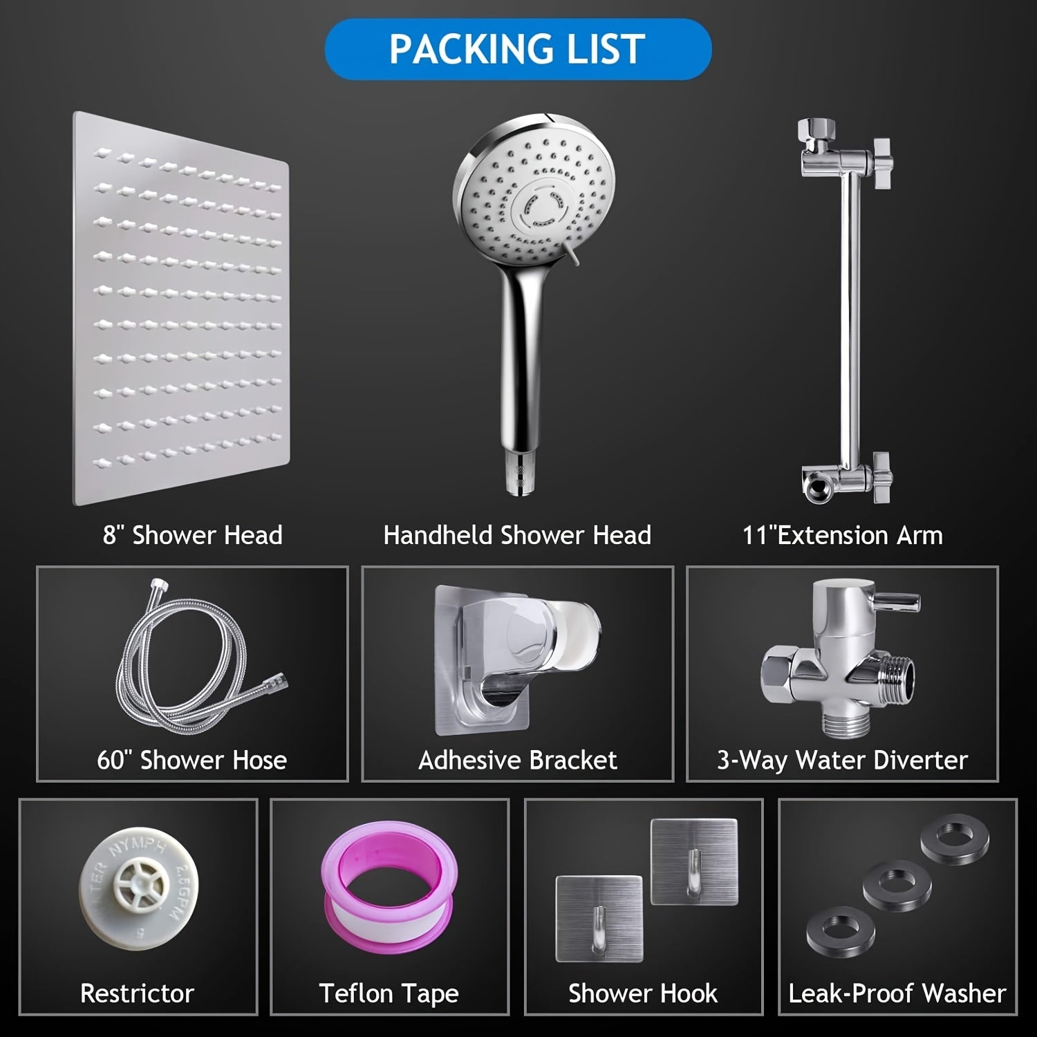 🚿 AquaLux™ Pro Shower Head Combo